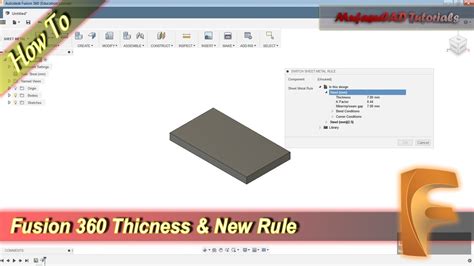 fusion 360 change sheet metal thickness|fusion 360 set material.